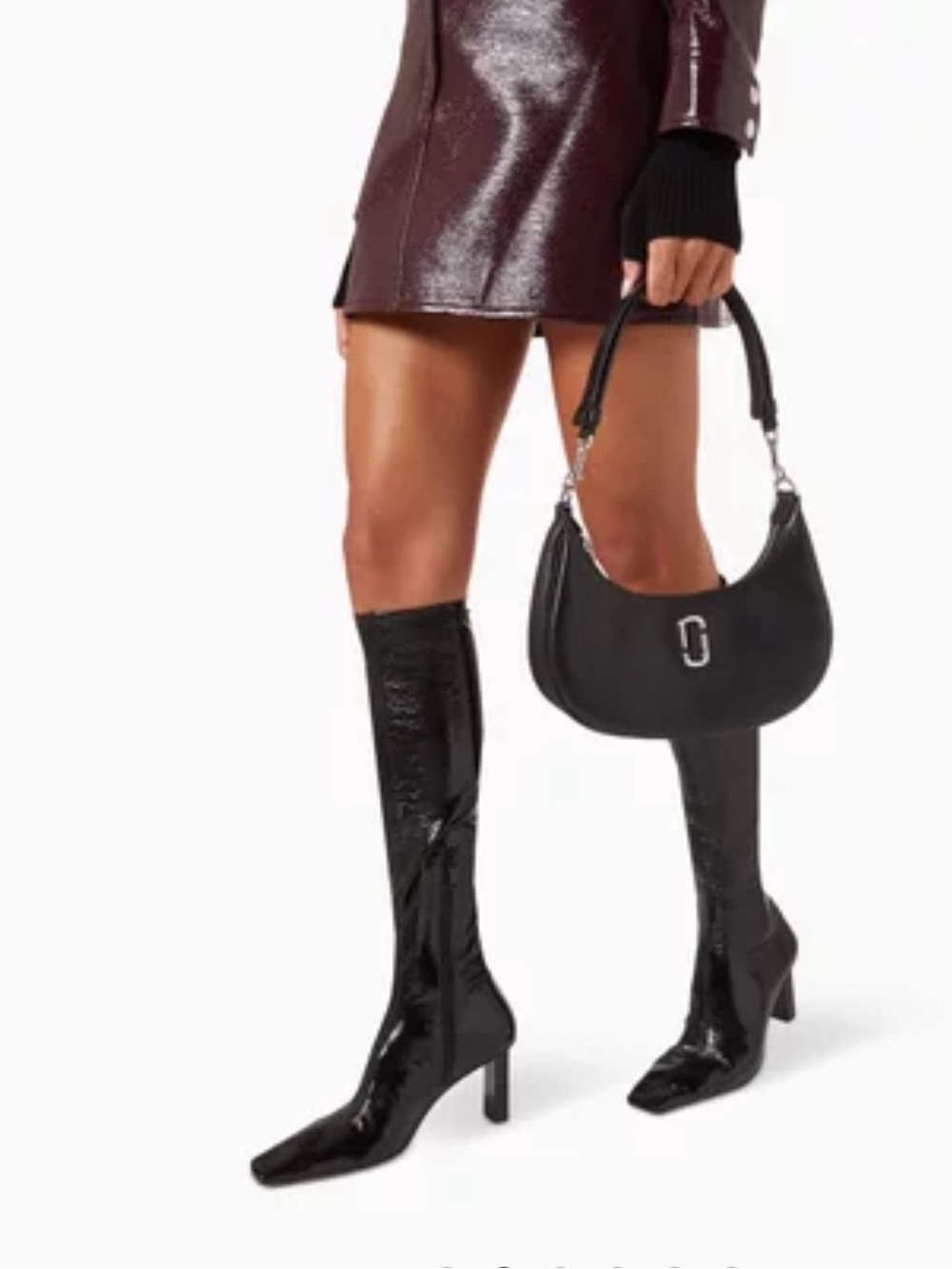 Marc Jacobs Black Shoulder Hobo Bag with Silver Hardware